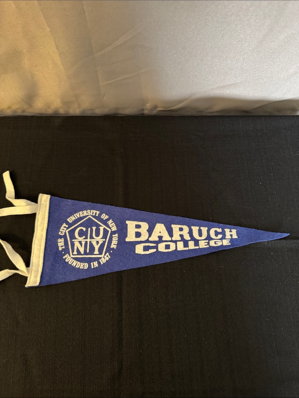 Source Unknown Blue and White Baruch College Felt Pennant